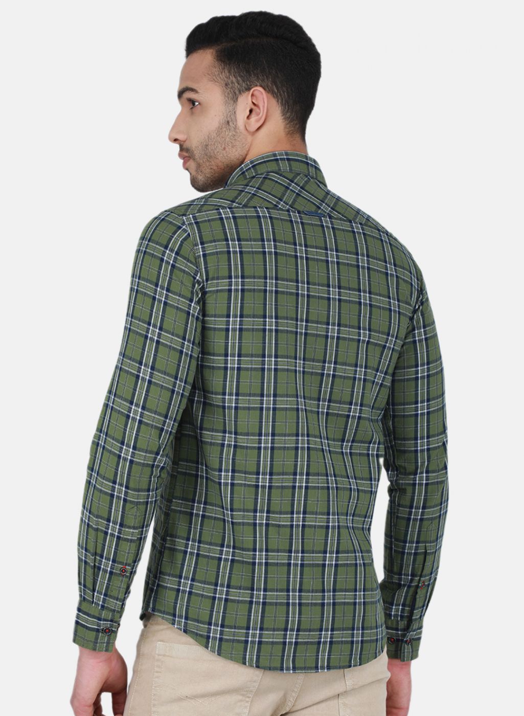 Men Green Check Shirt