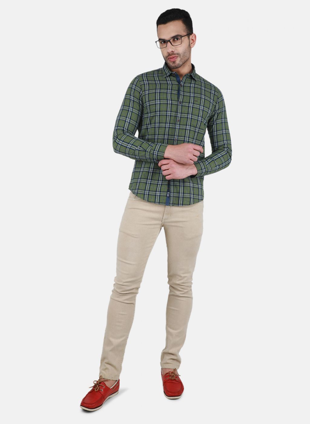 Men Green Check Shirt