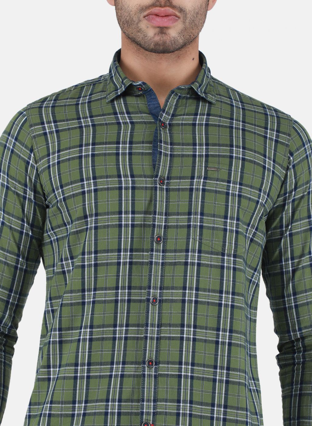 Men Green Check Shirt
