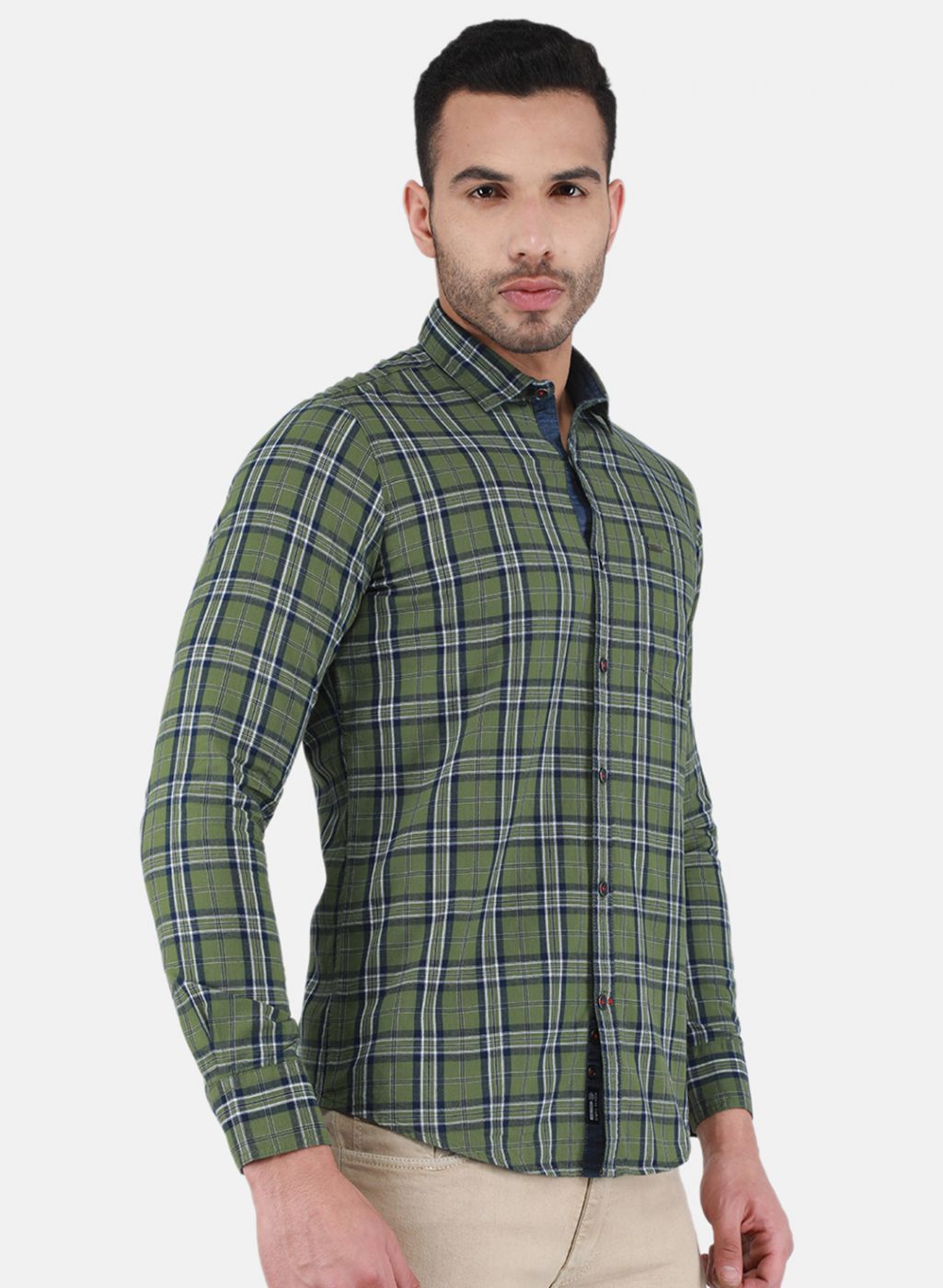 Men Green Check Shirt