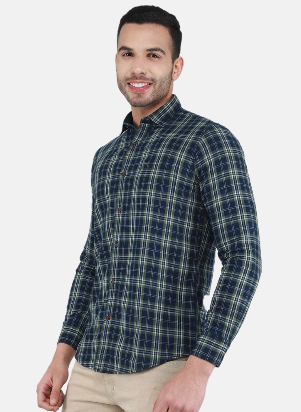 Men NAvy Blue Check Shirt