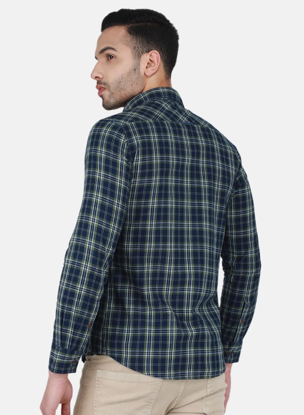 Men NAvy Blue Check Shirt