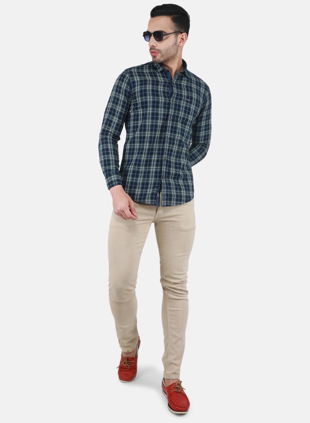 Men NAvy Blue Check Shirt