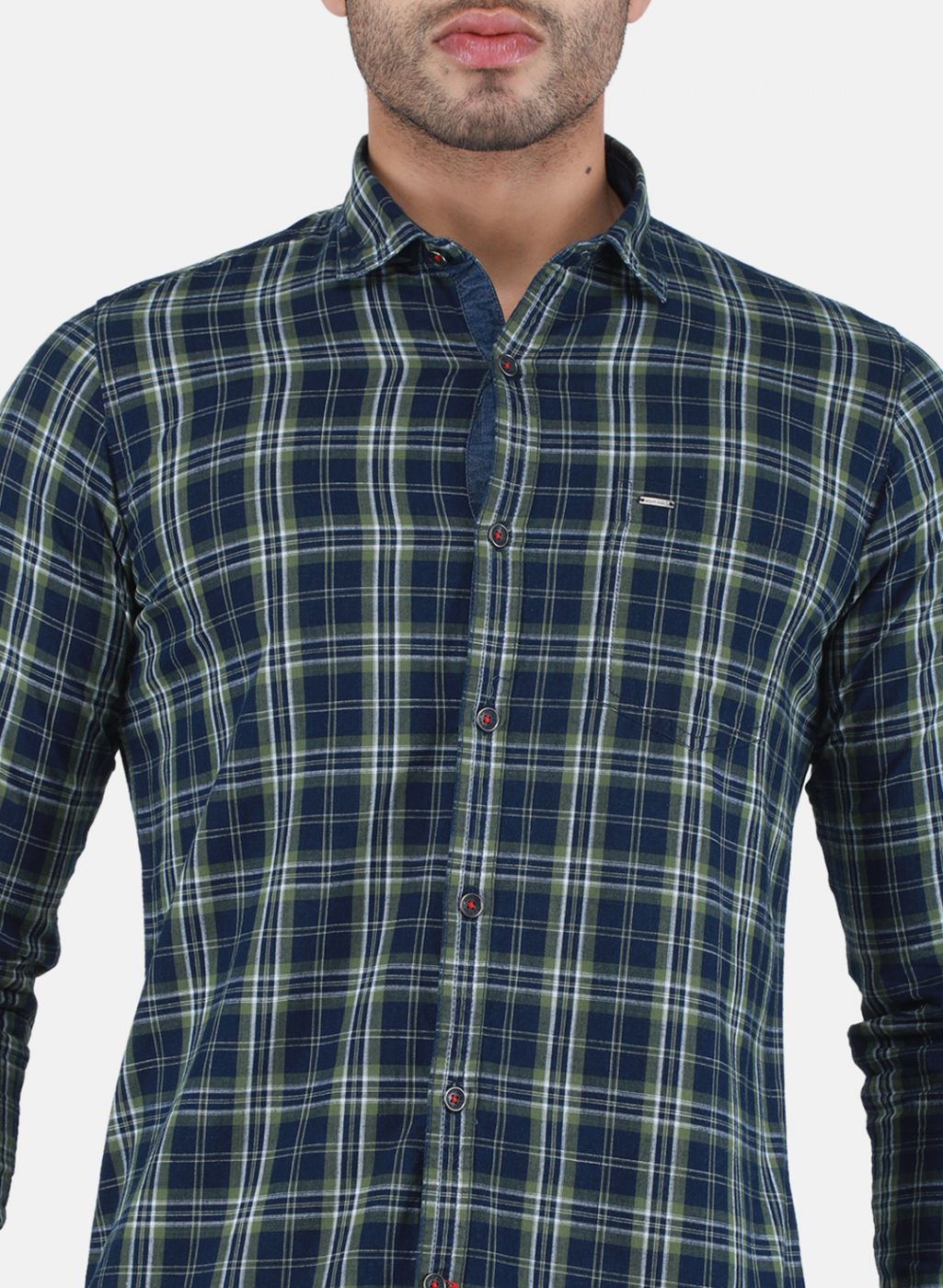 Men NAvy Blue Check Shirt