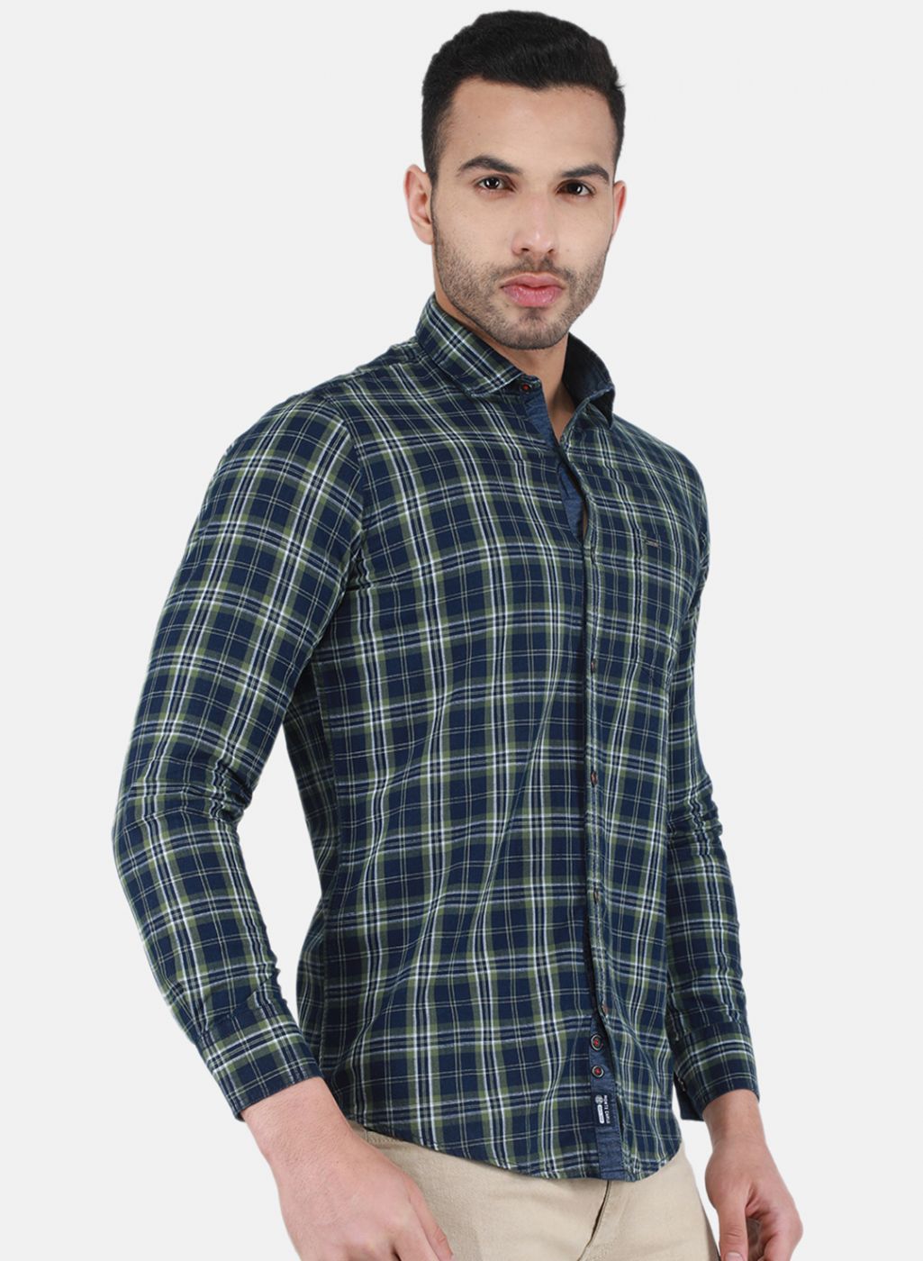 Men NAvy Blue Check Shirt