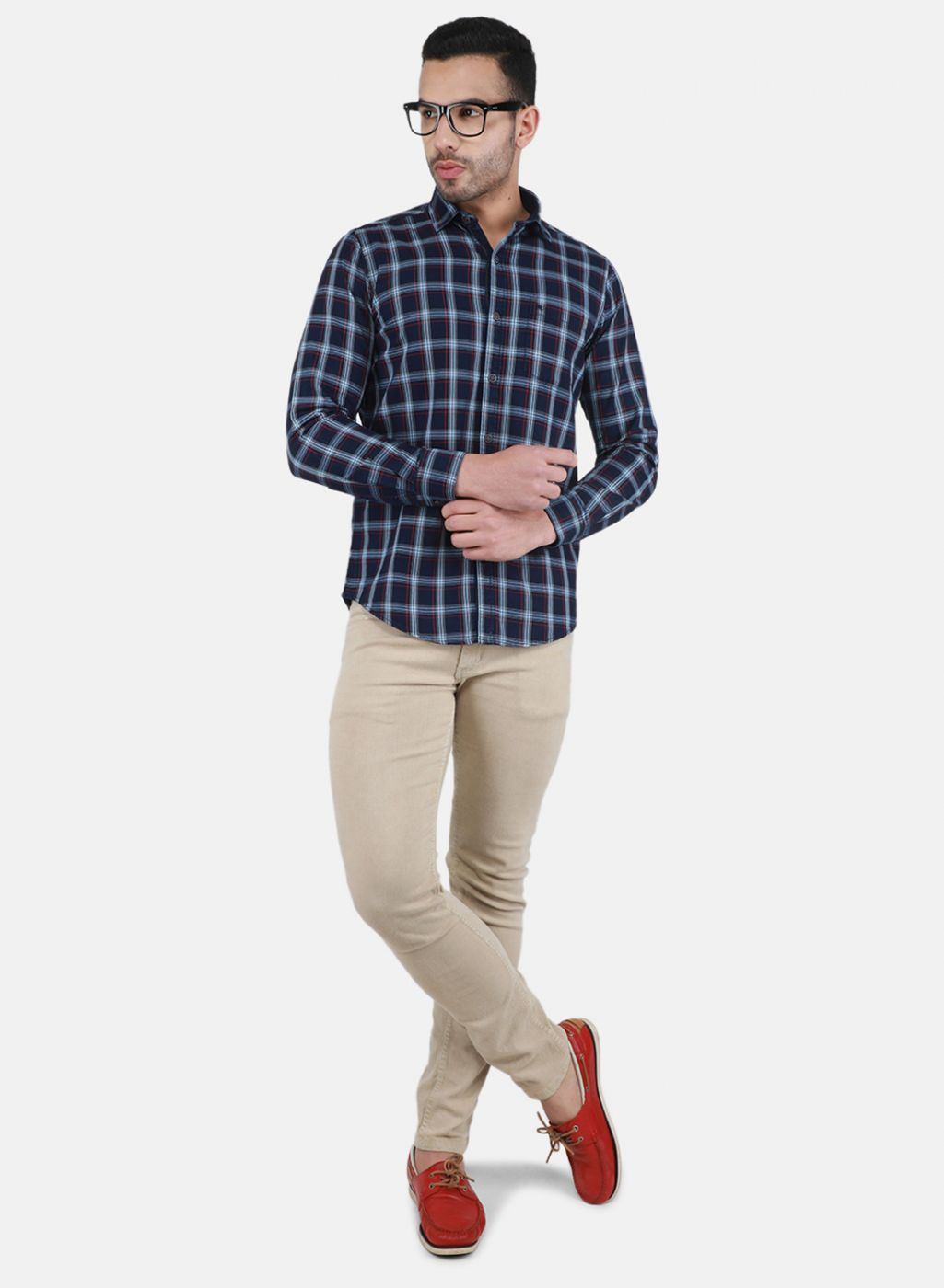 Men NAvy Blue Check Shirt
