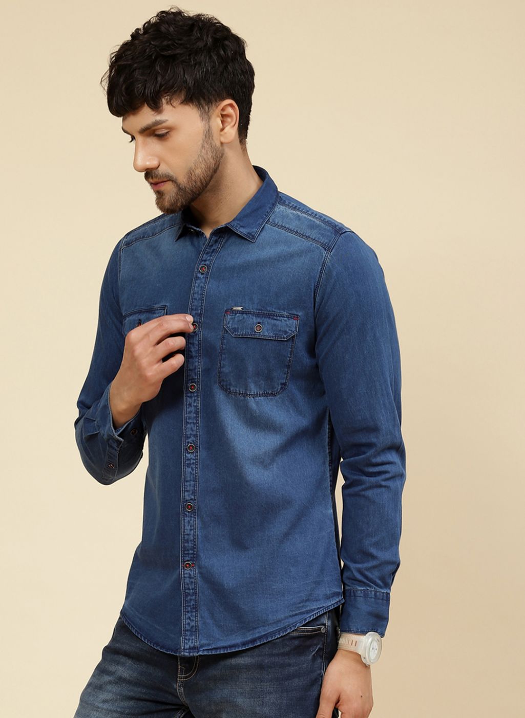 Men Blue Solid Shirt