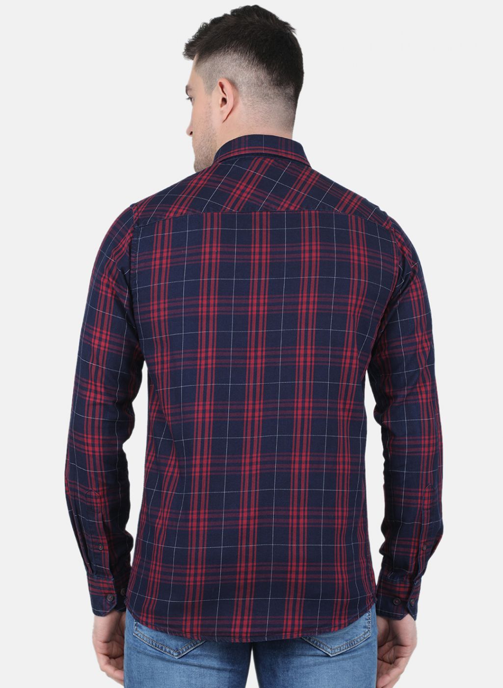 Men Maroon Check Shirt