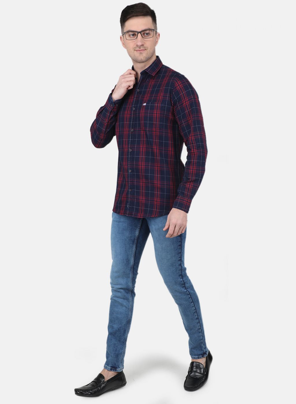 Men Maroon Check Shirt