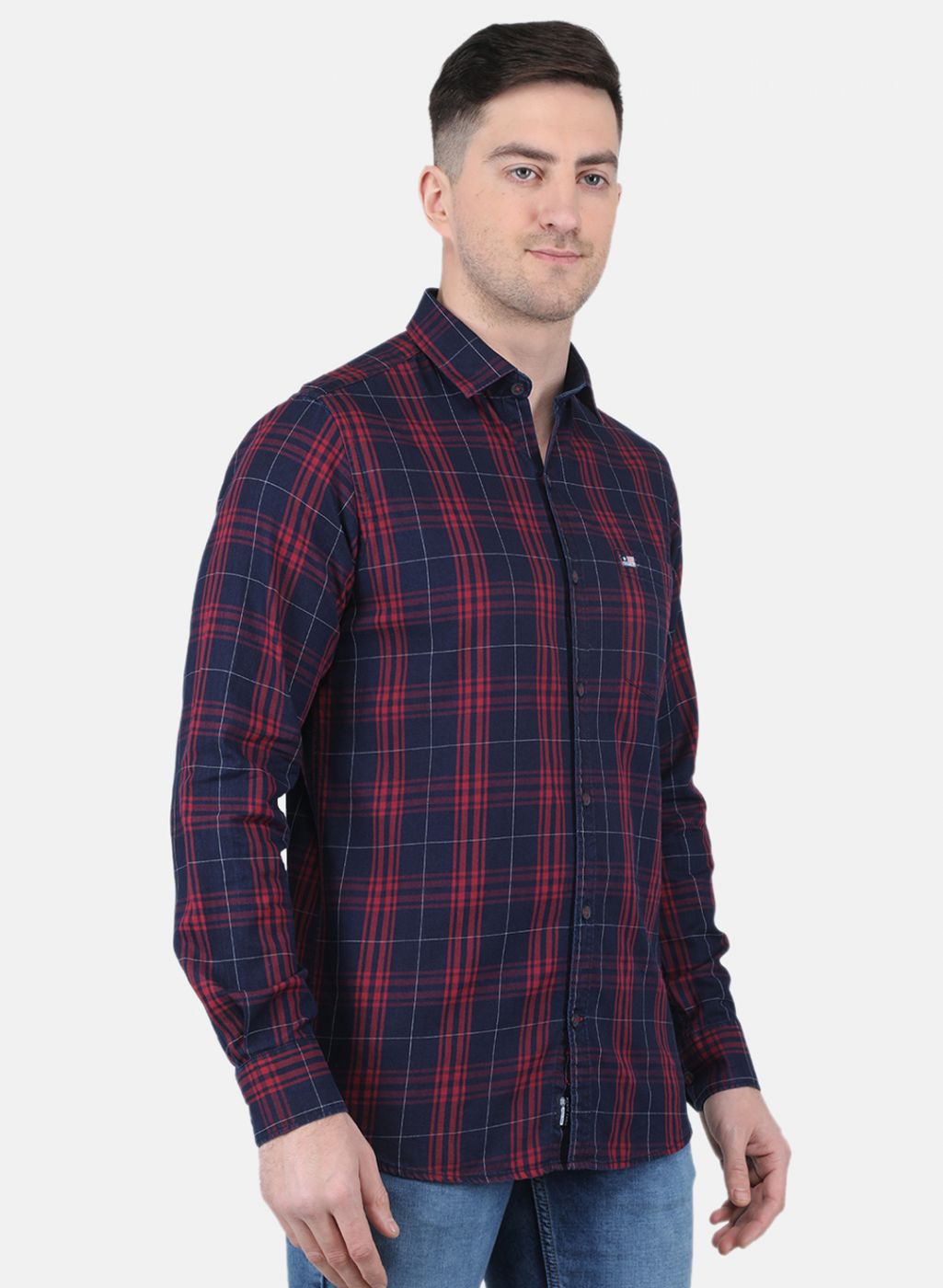 Men Maroon Check Shirt