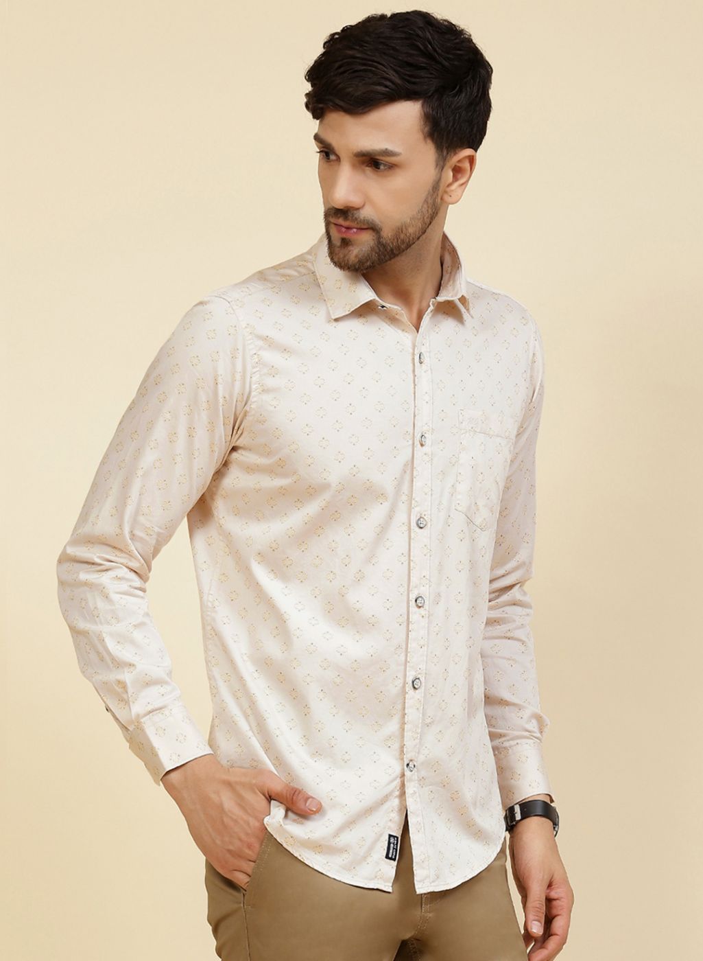 Men Beige Printed Shirt