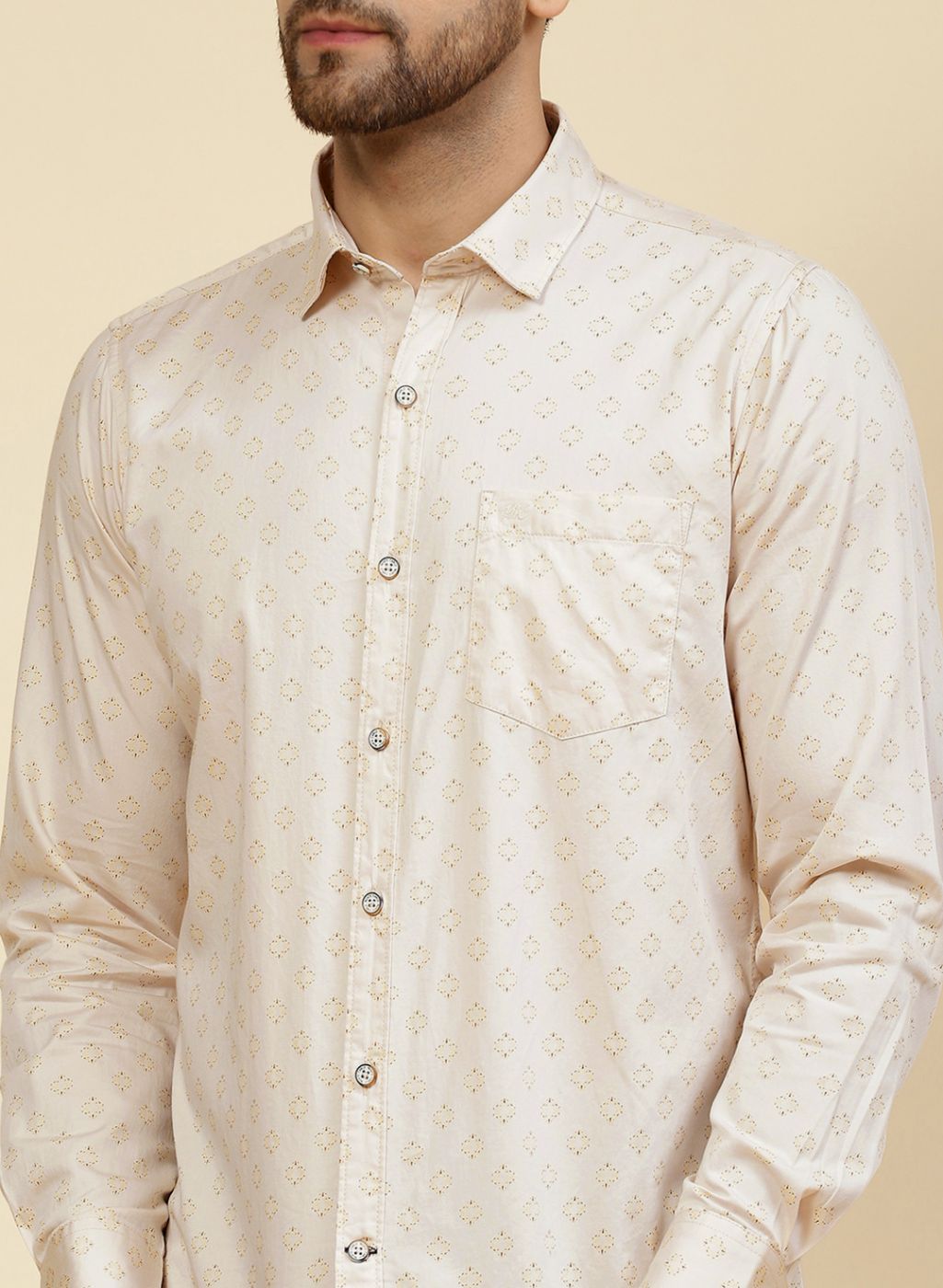 Men Beige Printed Shirt