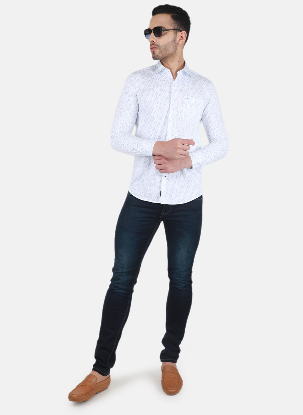 Men White Printed Shirt