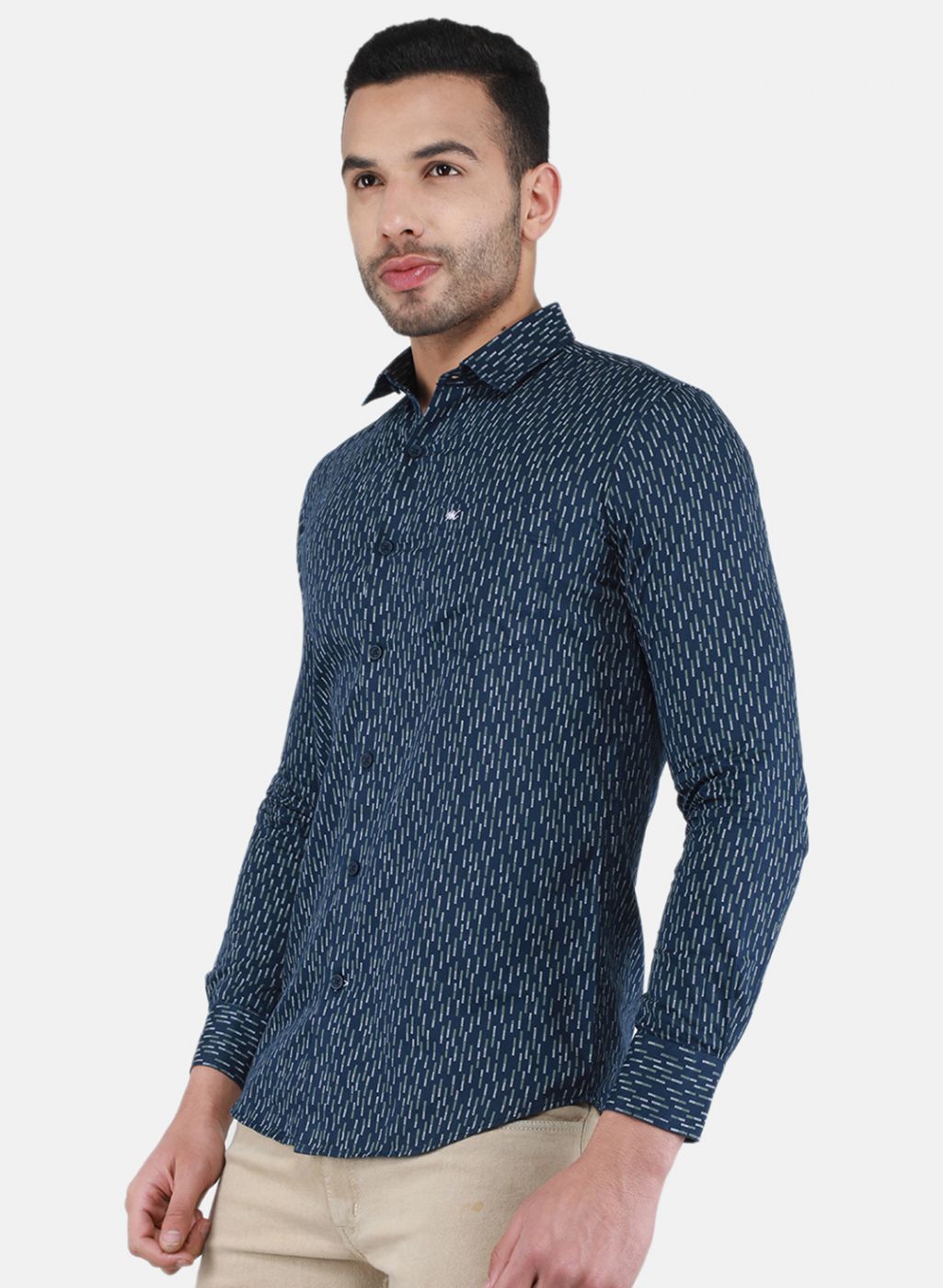 Men NAvy Blue Printed Shirt
