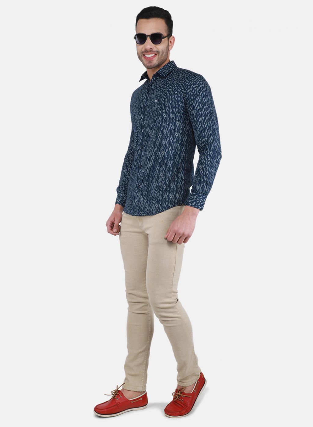 Men NAvy Blue Printed Shirt