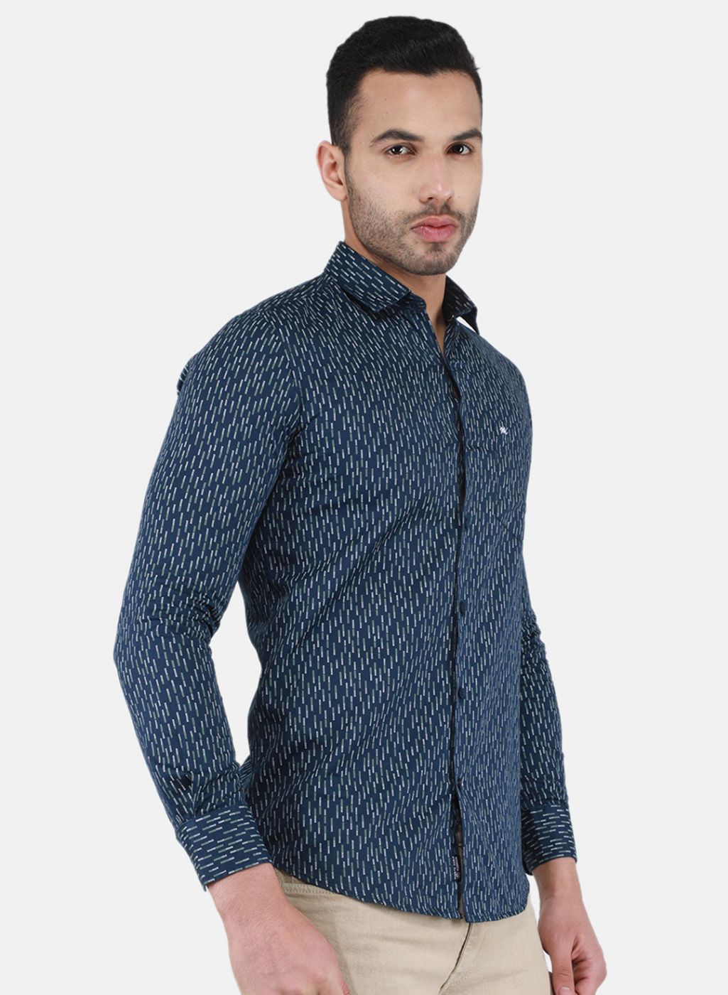 Men NAvy Blue Printed Shirt