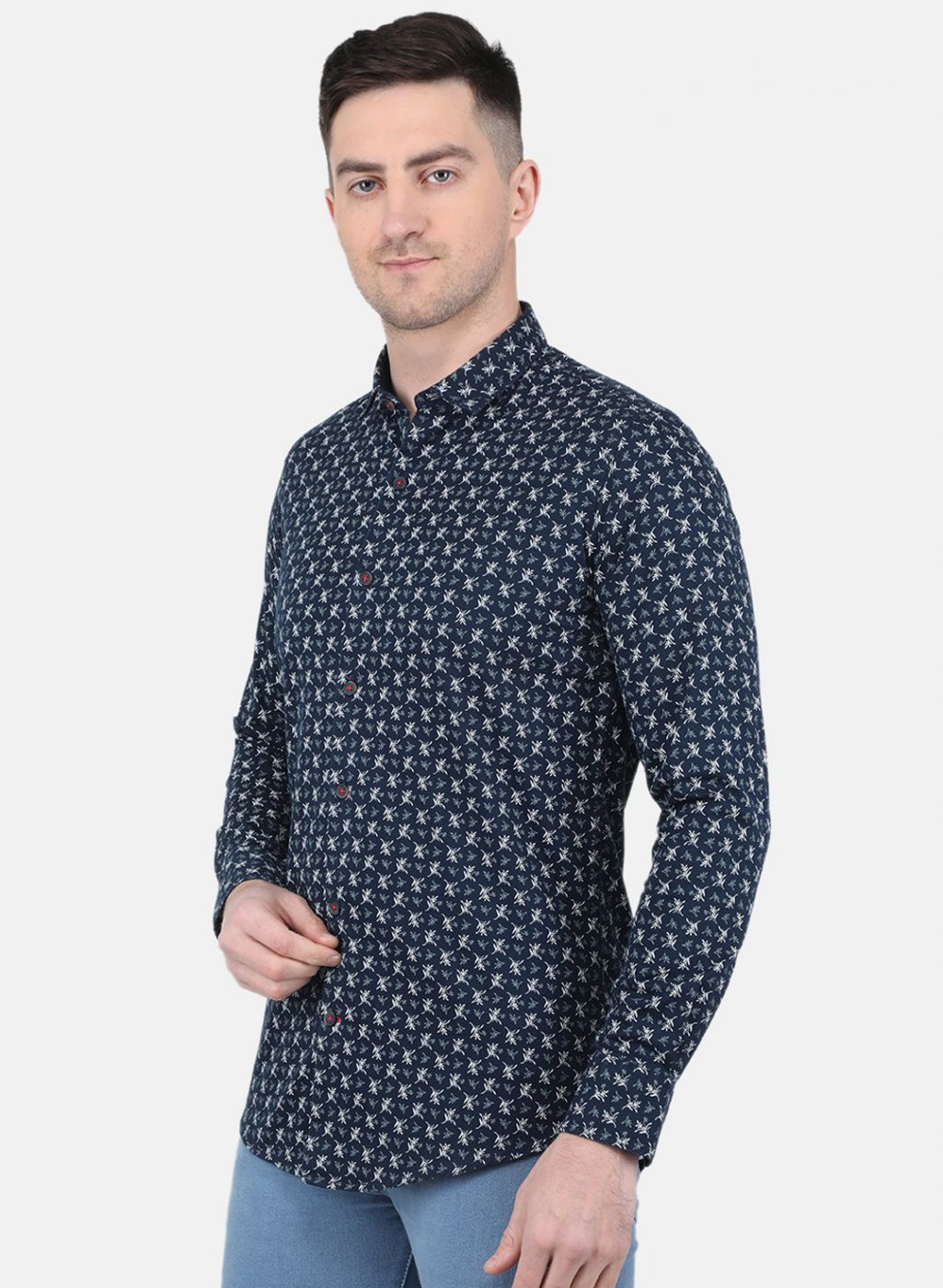 Men NAvy Blue Printed Shirt