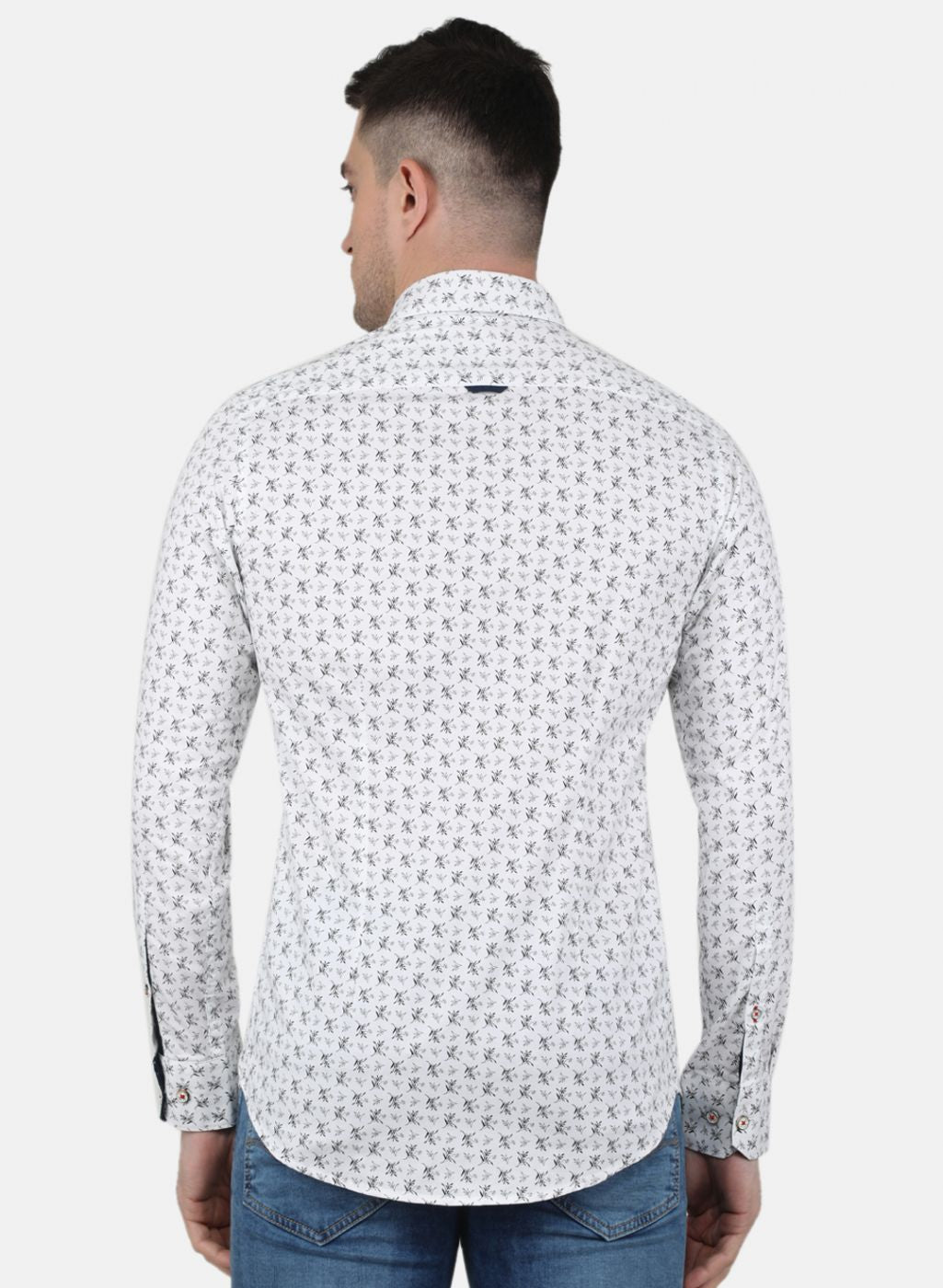 Men White Printed Full Sleeve Shirt