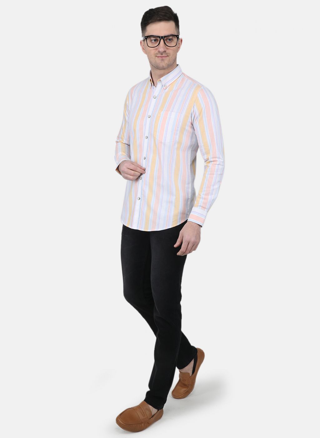 Men Orange Printed Shirt