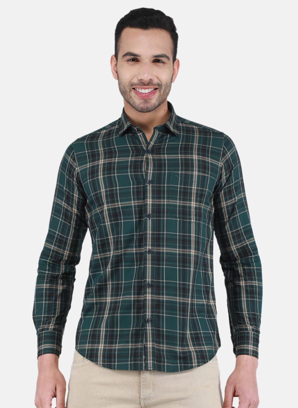 Men Green Check Shirt