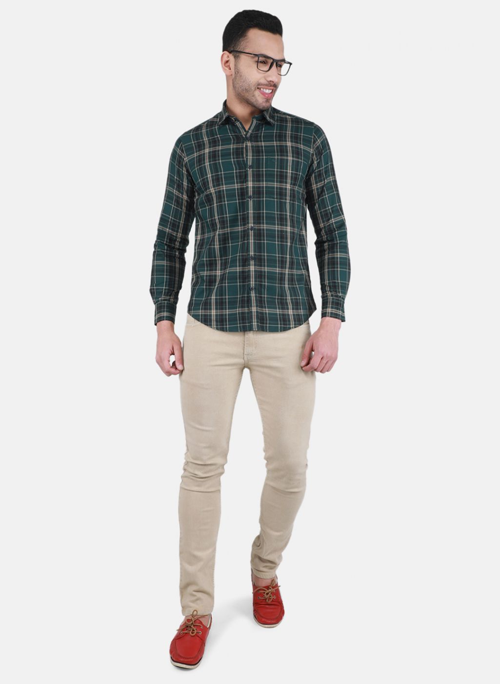 Men Green Check Shirt