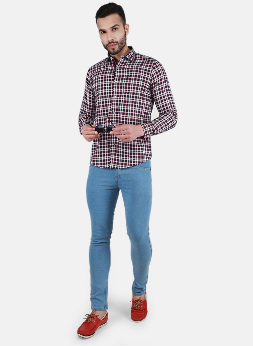 Men Red Check Shirt
