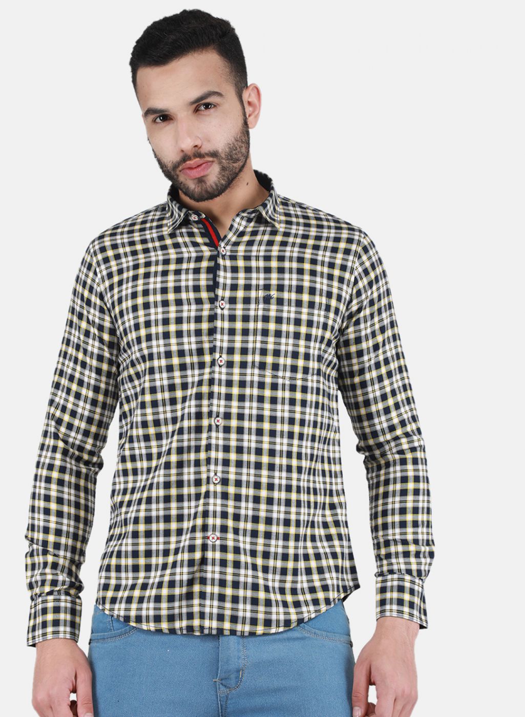 Men Mustard Check Shirt