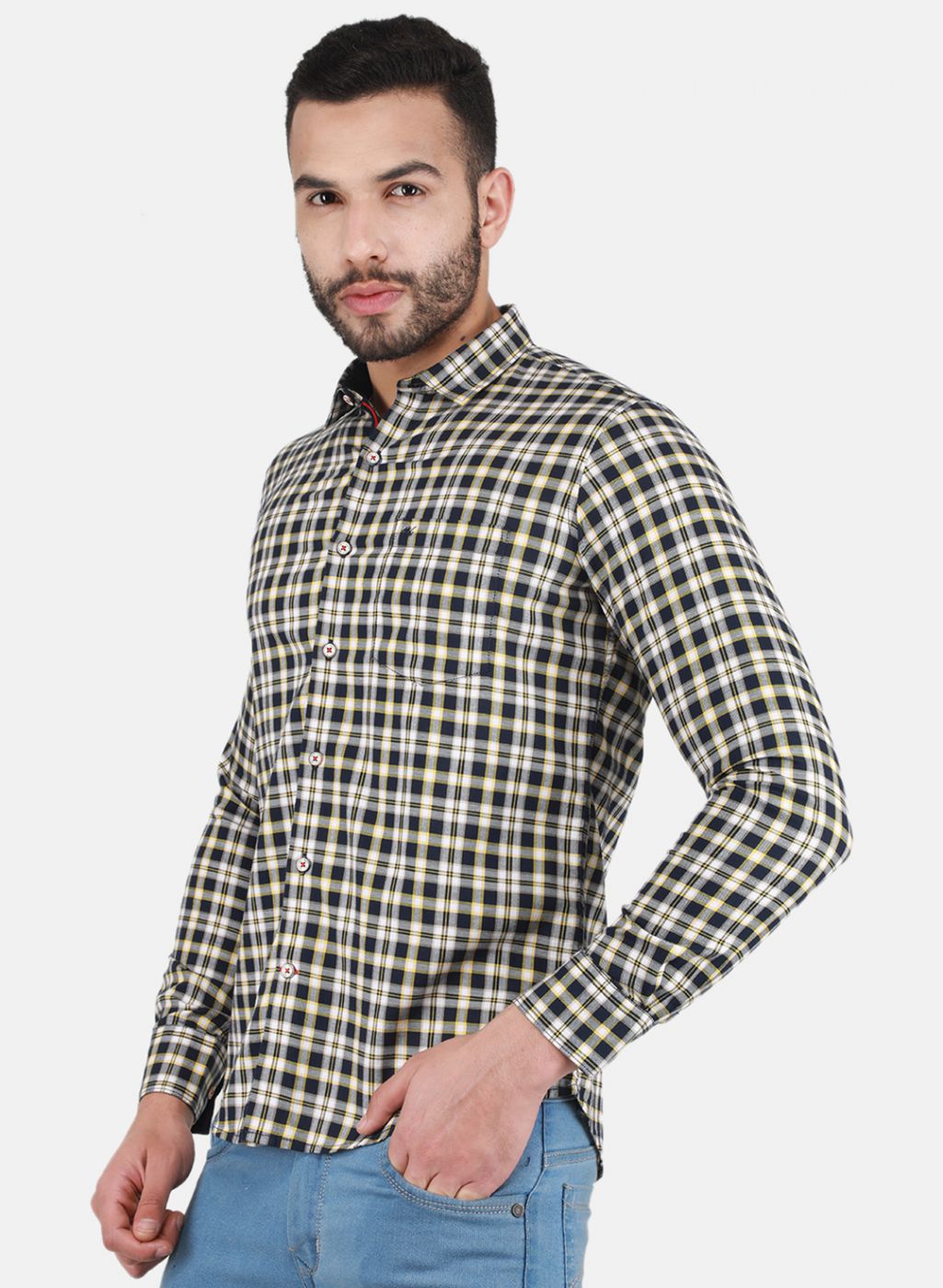 Men Mustard Check Shirt
