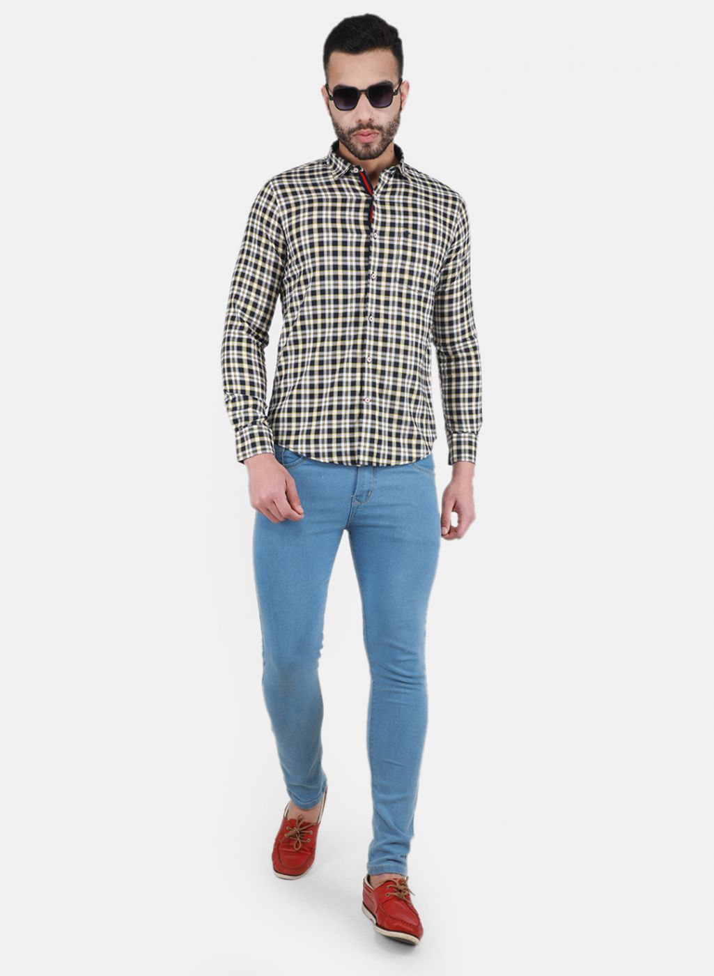 Men Mustard Check Shirt