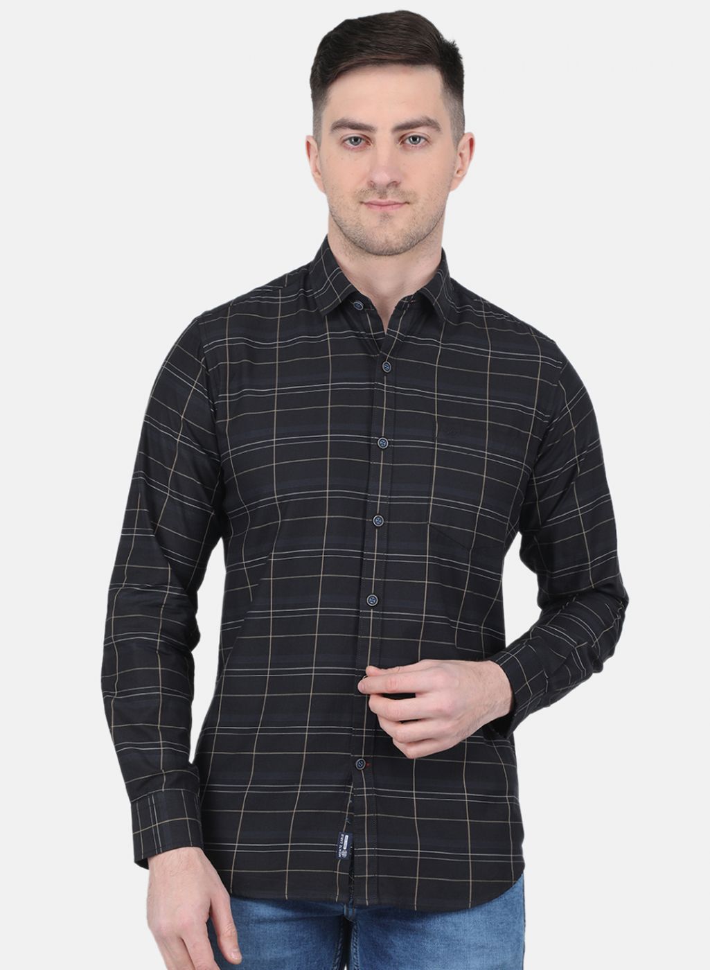 Men Black Check Shirt