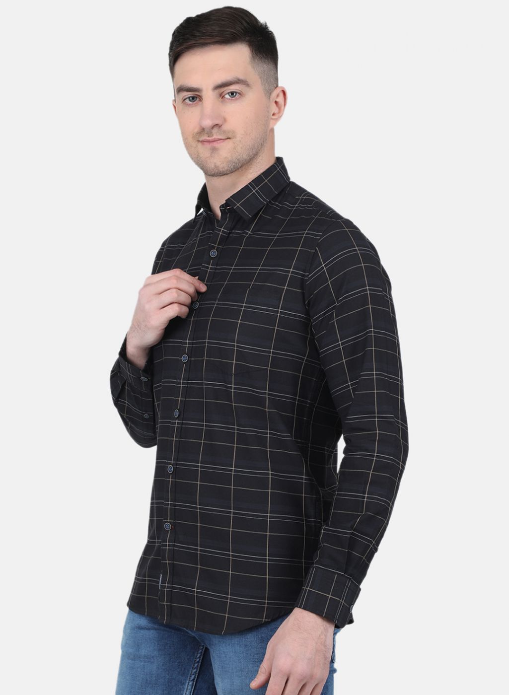 Men Black Check Shirt