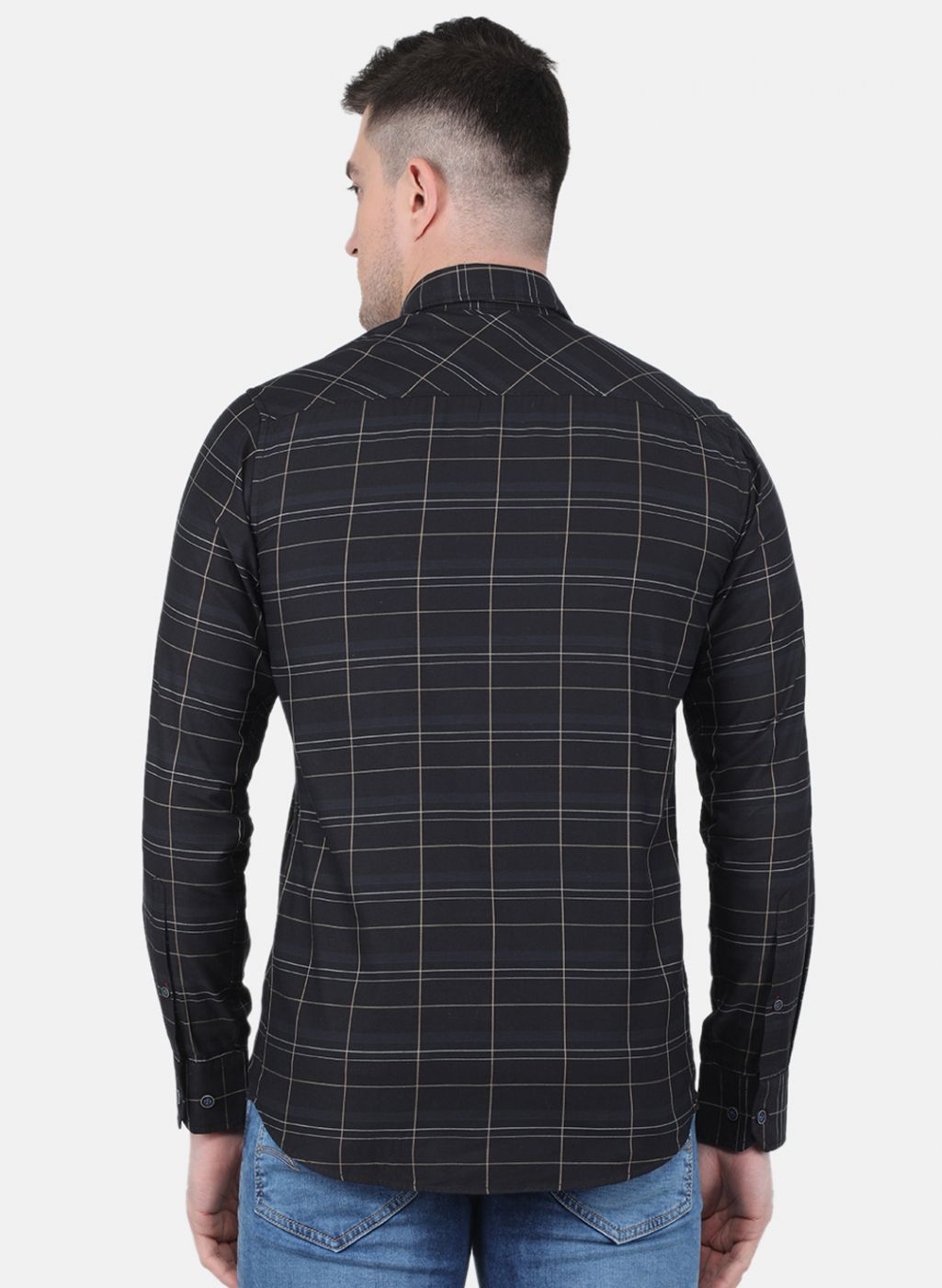 Men Black Check Shirt