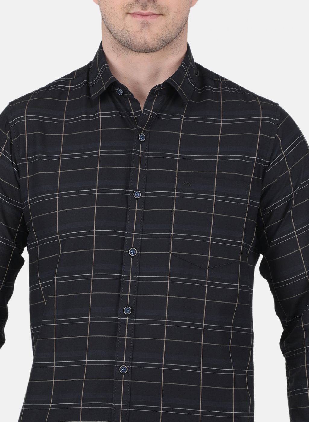 Men Black Check Shirt