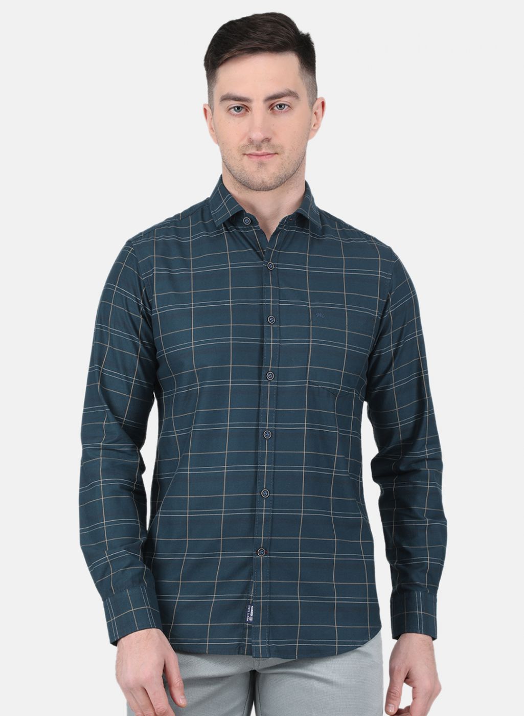 Men Green Check Shirt
