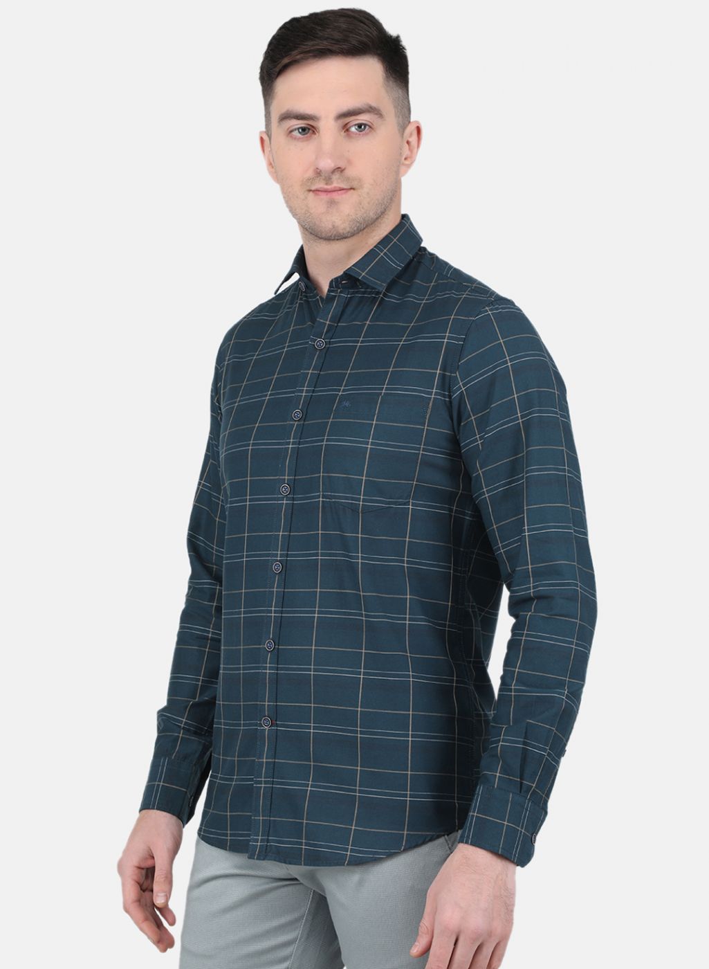 Men Green Check Shirt