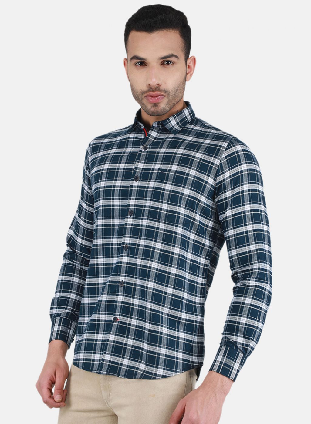 Men NAvy Blue Check Shirt