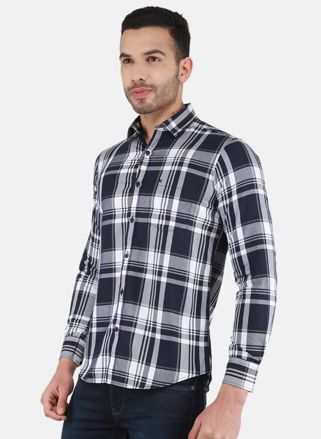 Men NAvy Blue Check Shirt