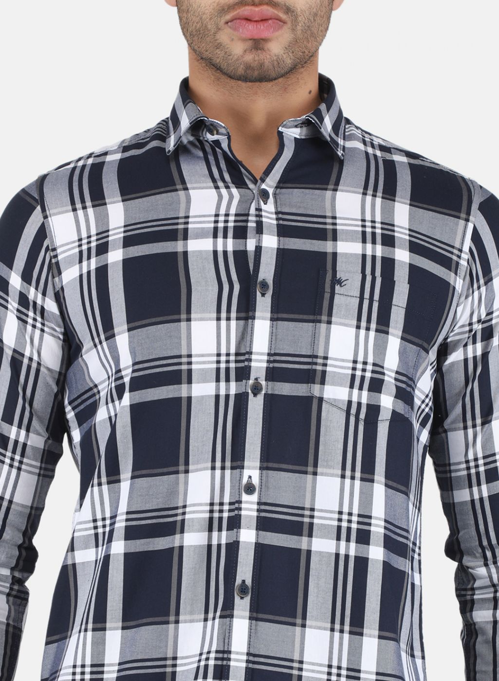 Men NAvy Blue Check Shirt