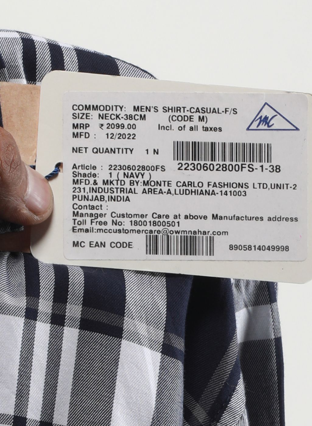 Men NAvy Blue Check Shirt