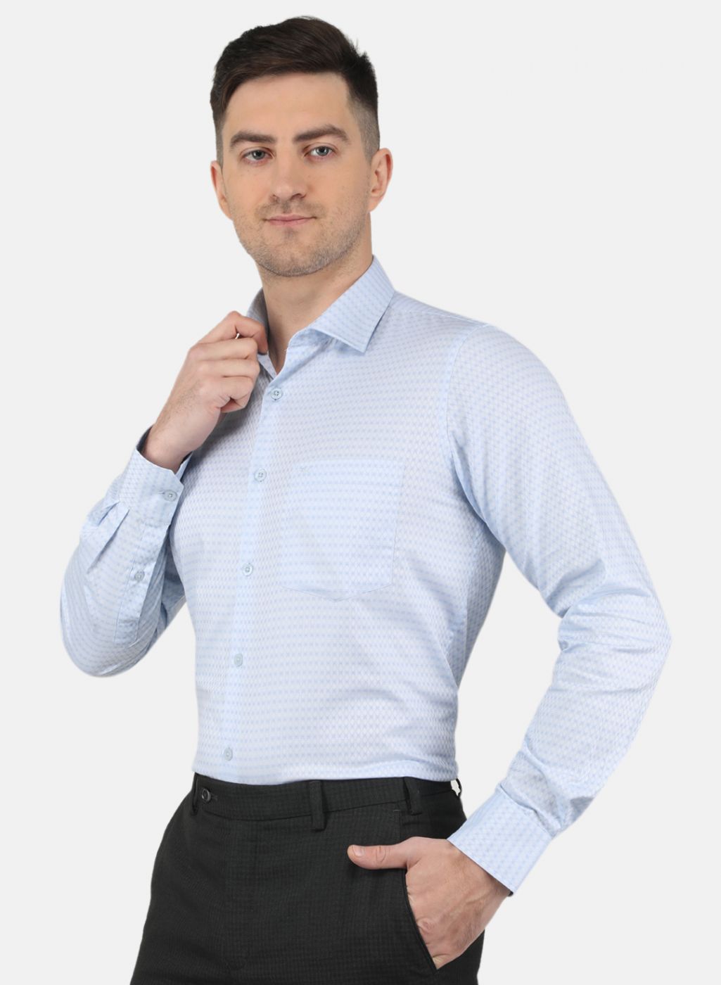 Men Sky Blue Printed Shirt