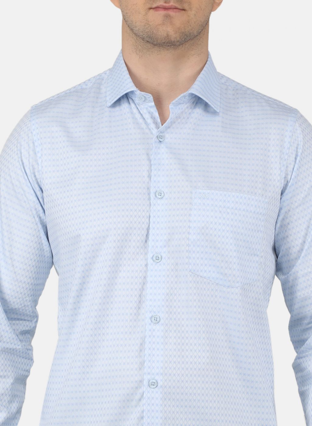 Men Sky Blue Printed Shirt