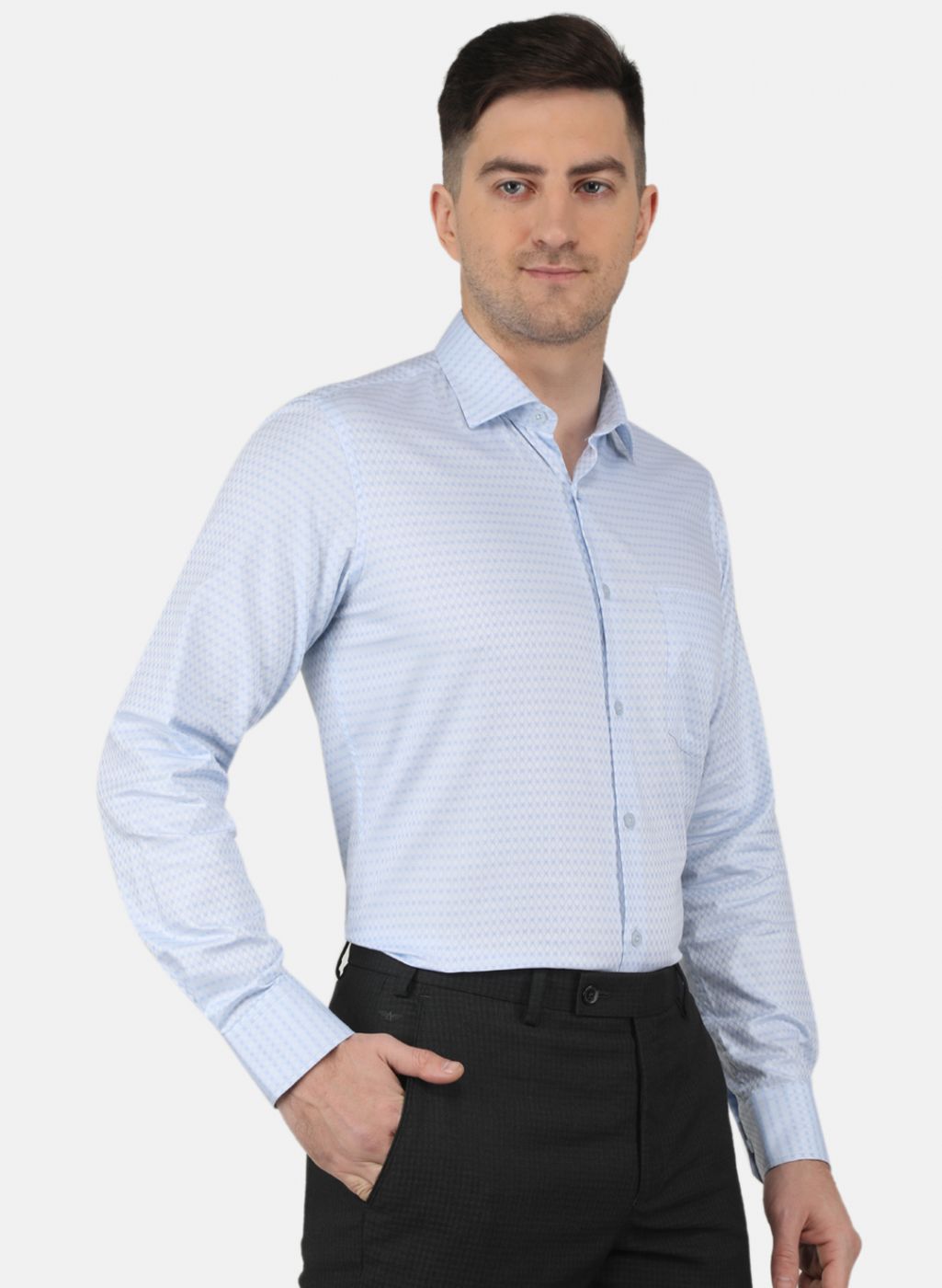 Men Sky Blue Printed Shirt