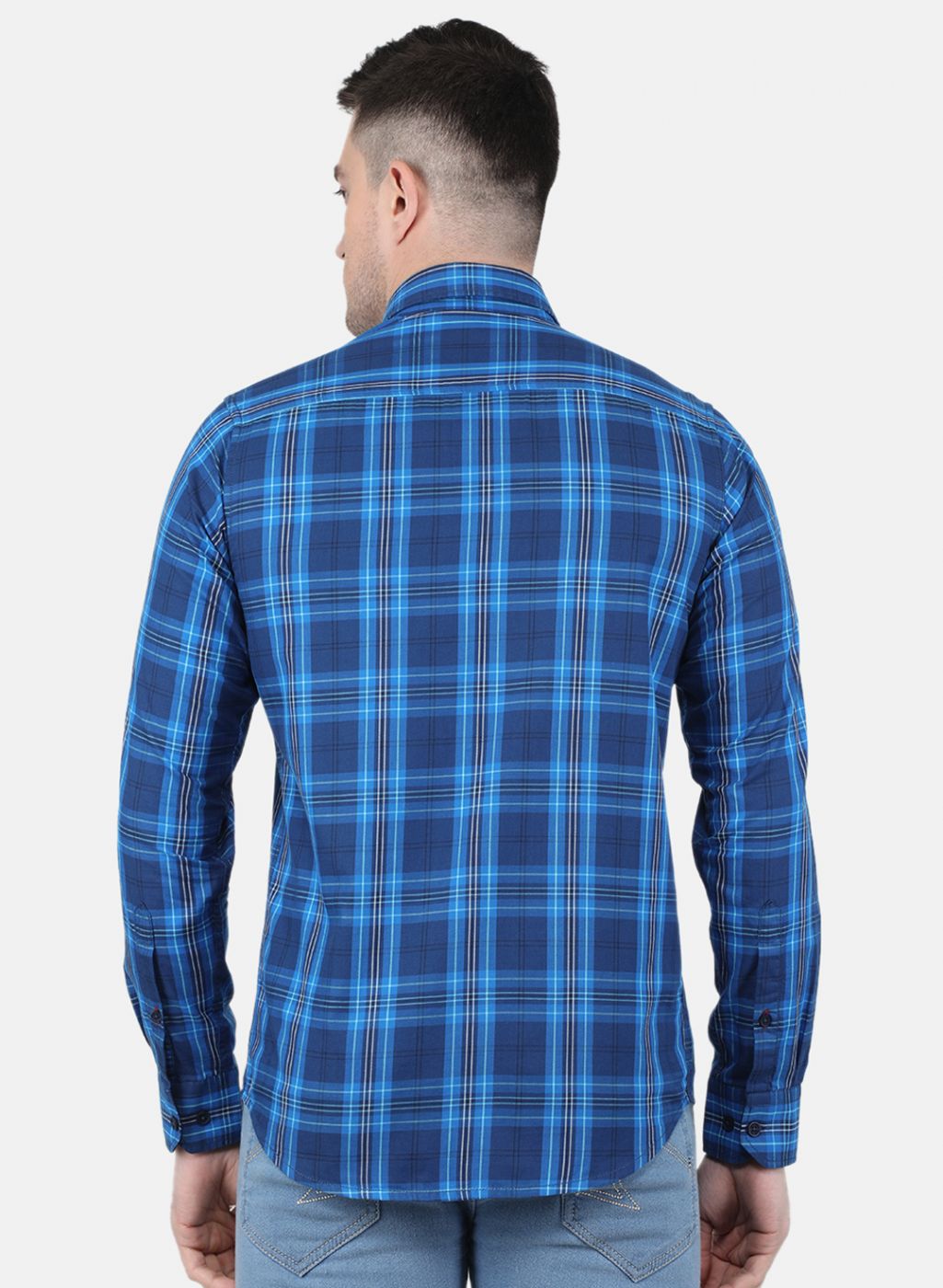 Men Royal Blue Check Shirt
