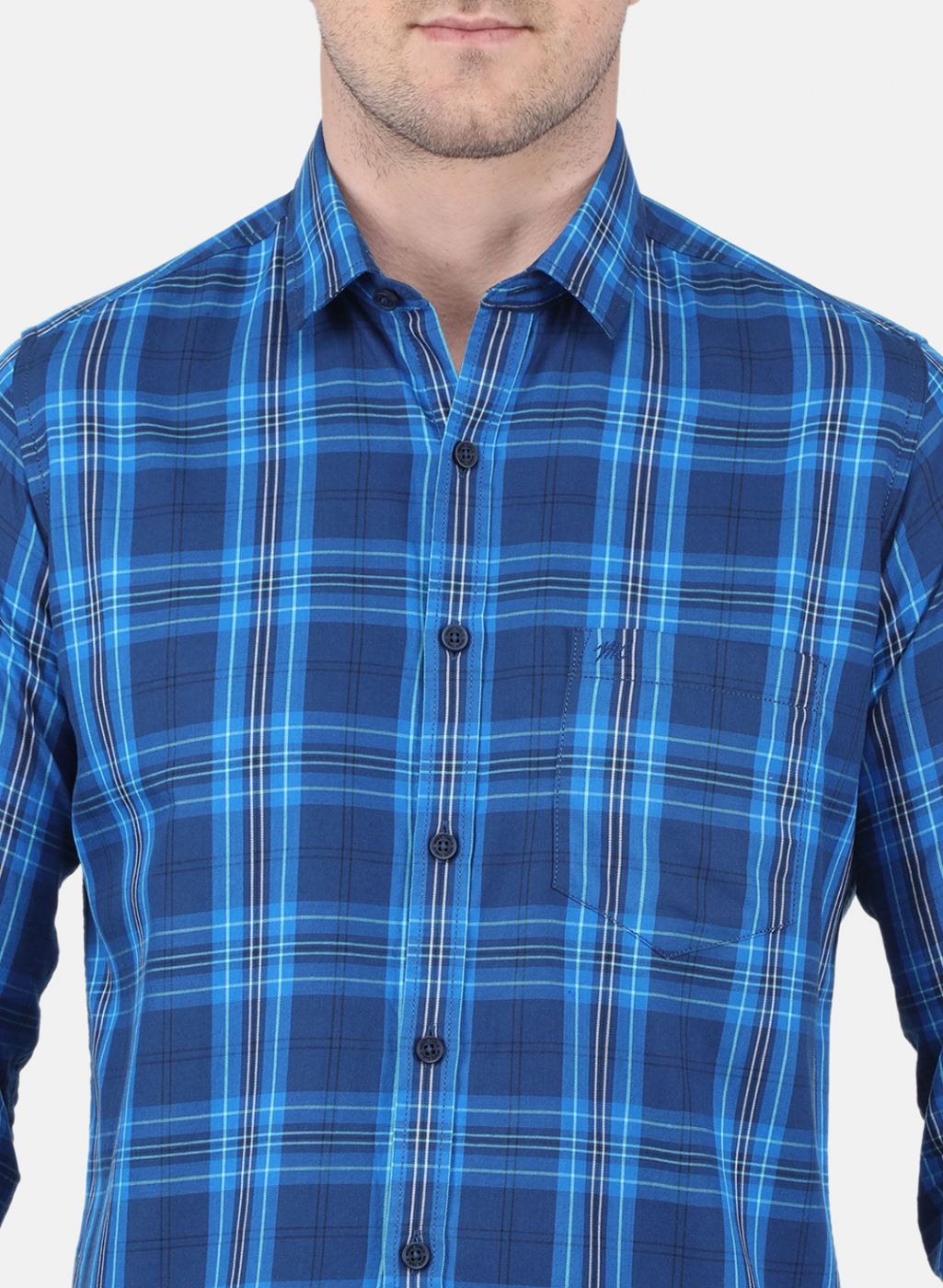 Men Royal Blue Check Shirt