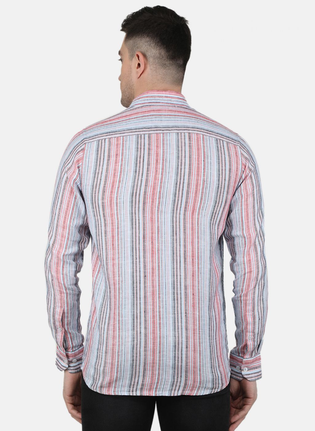Men Blue Printed Linen Shirt