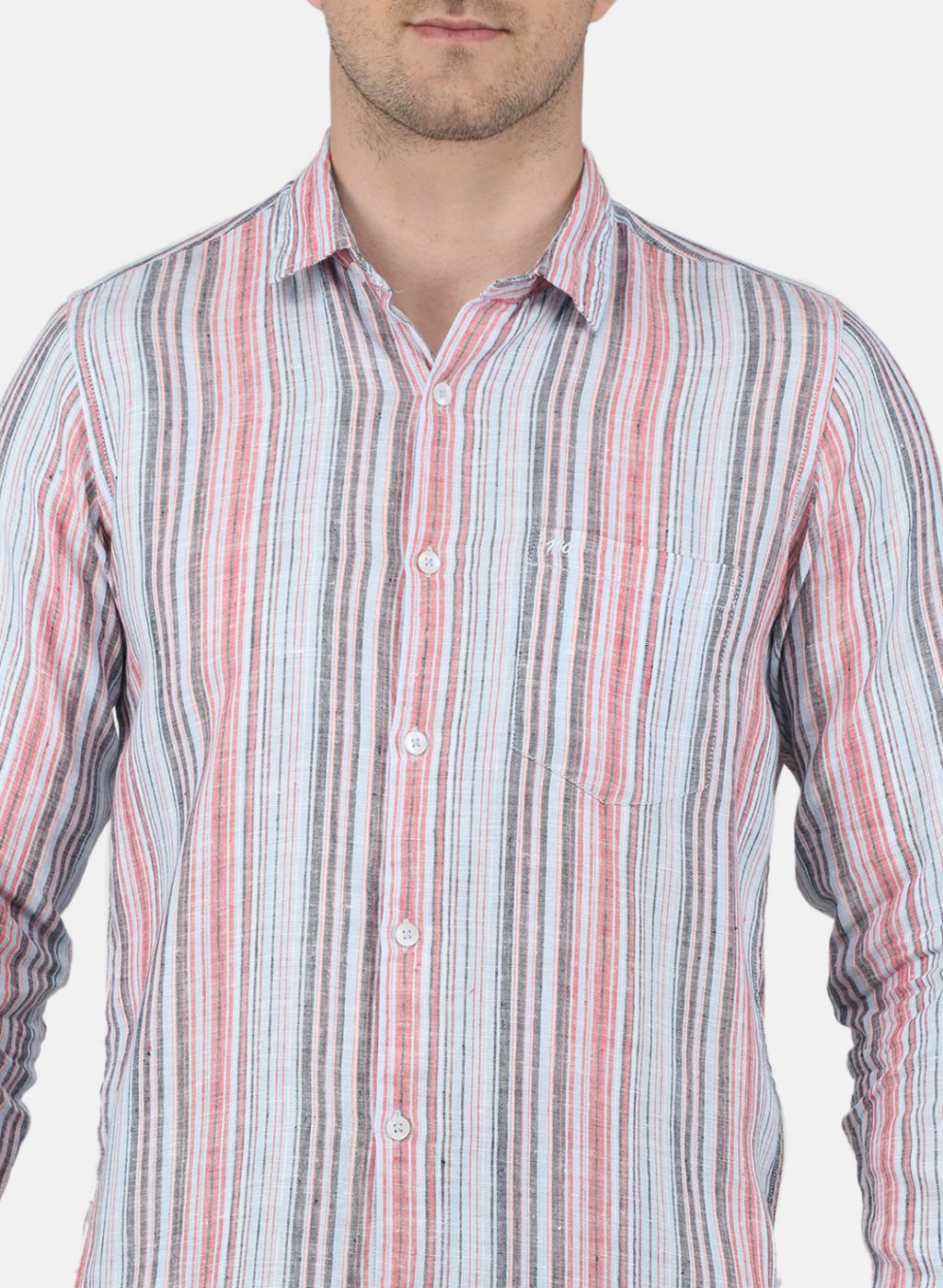Men Blue Printed Linen Shirt