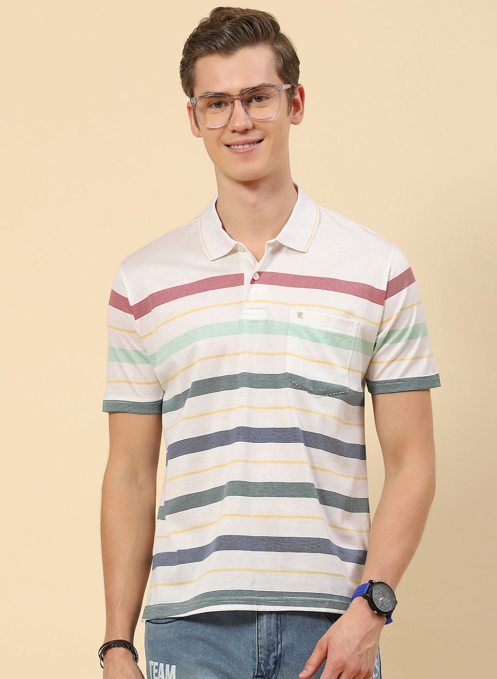 Men White Stripe Shirt