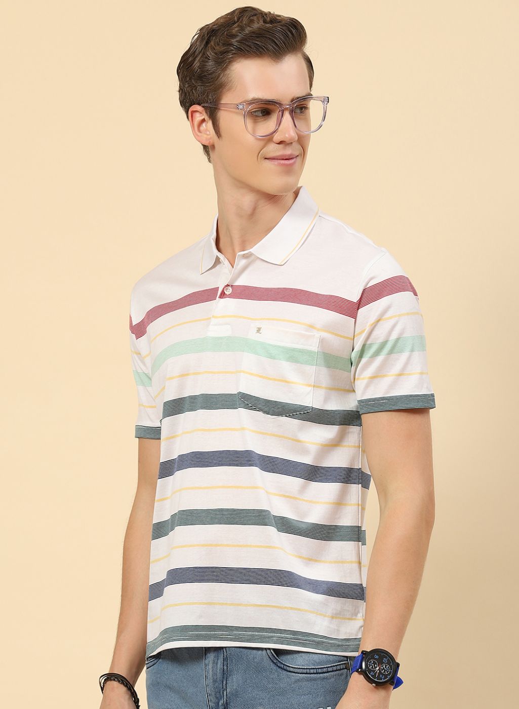 Men White Stripe Shirt