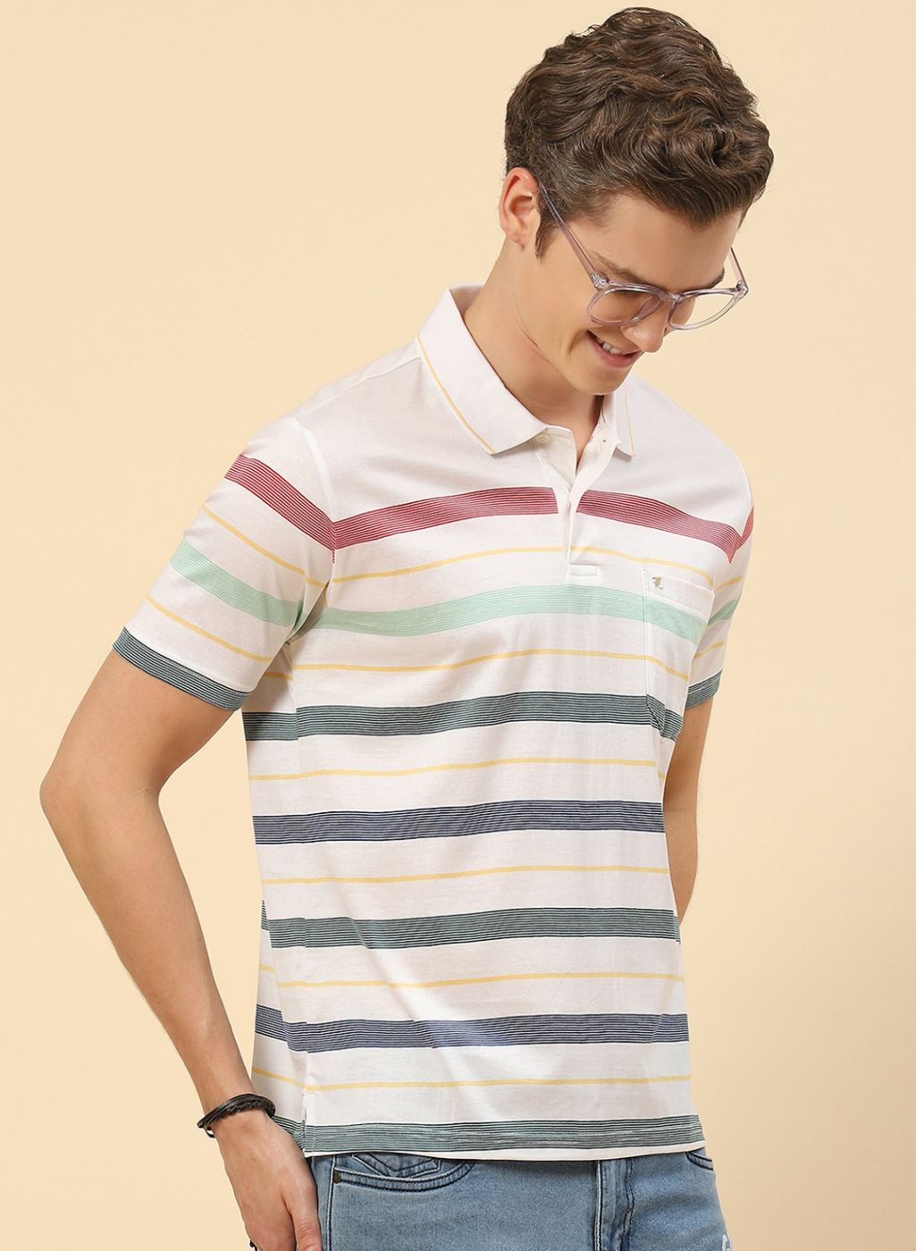 Men White Stripe Shirt