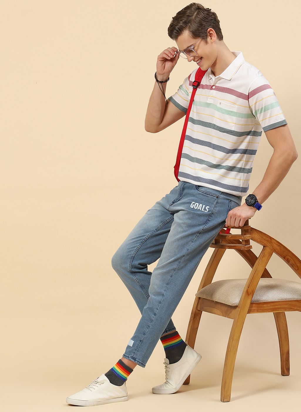 Men White Stripe Shirt